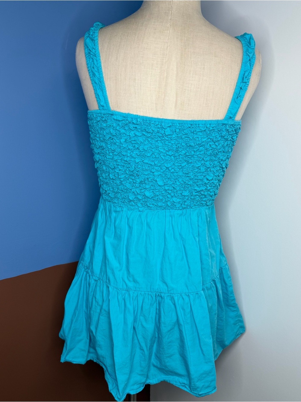 Saylor Mariah Smocked Mini Dress Turquoise Size Small - Picture 8 of 9